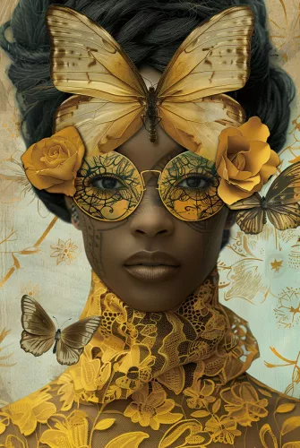 Dame met vlinder 80x120cm