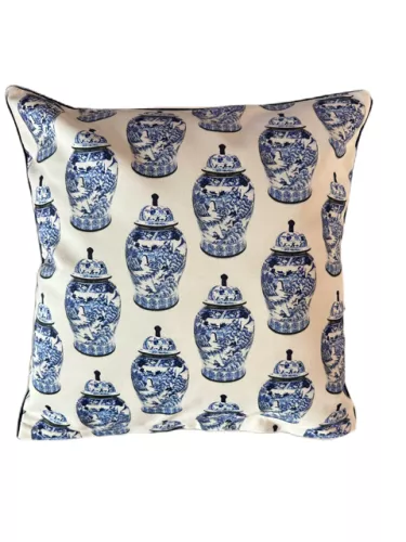 Kussen China Vaas Beige/Blauw 40x40cm Kussen China Vaas Beige/Blauw 40x40cm