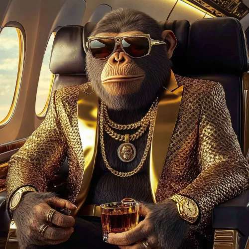 Jet Set Monkey Gold 80x80cm