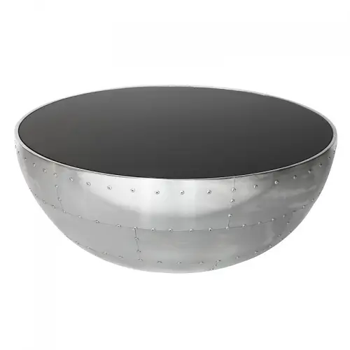 Salontafel Braden 82x82x34cm zilver zwart blad