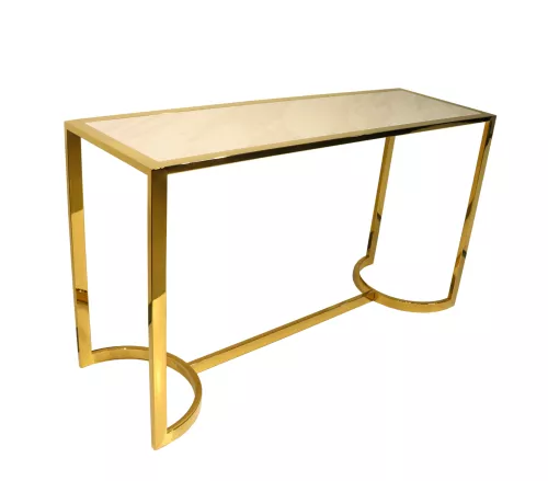 Consoletafel goud Manley 140x45x78cm imitatie marmer wit
