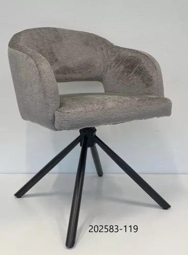 Eetkamerstoel met Candy armleuningen en draaisysteem.