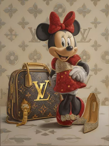 Muis in rode jurk 60x80cm