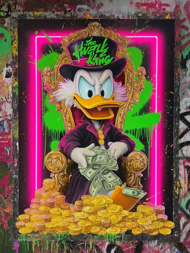 Eend op munten 60x80cm