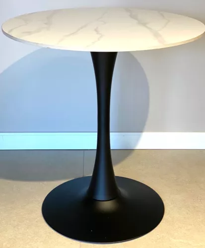 Hikme keramische eettafel Ø70cm (Calacatta & Zwart)