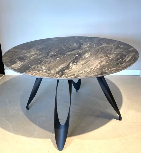 Galaxy vaste eettafel Ø130cm (Cosmos hoogglans & zwart)