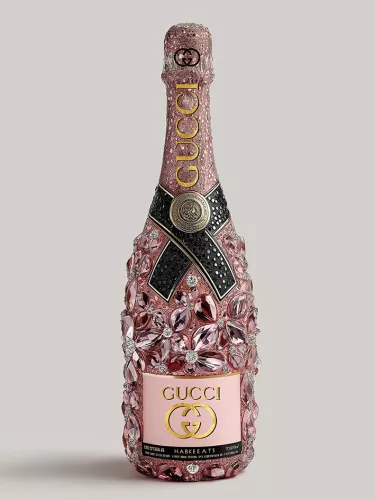 Champagne met roze diamanten 60x80cm