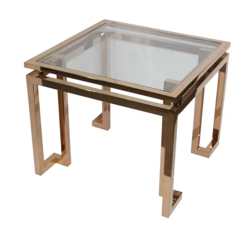 Bijzettafel Ridge 55x55x65cm Met Zwart Glas