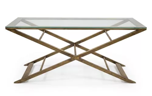 Wandtafel Fisher 75x50x160cm Antiek messing / Helder glas