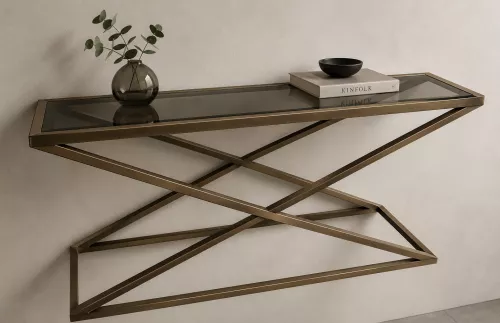 Tafel Harper 150x40x74cm Helder Glas zilver