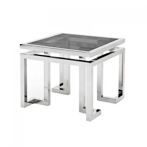 Bijzettafel Ridge 55x55x65cm Met Zwart Glas