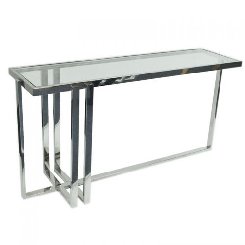 Consoletafel Tenley 148x42x76cm zilver Helder Glas