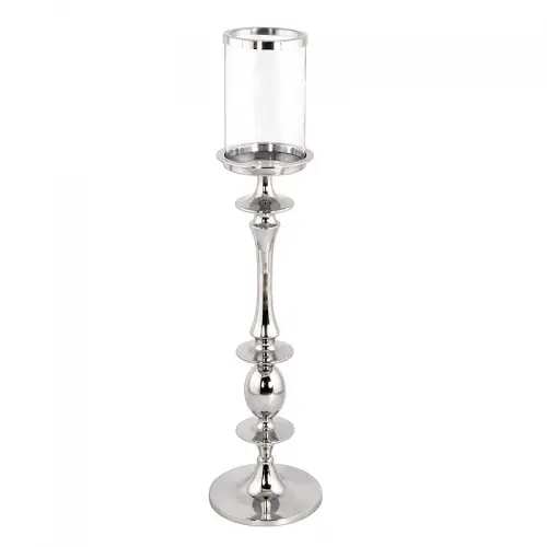 Vloerkaars Windlicht Laura 20x20x125cm zilver