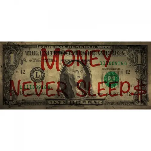 One Dollar Money Never Sleeps 200x90x2cm bruin/rood