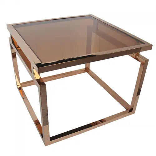 Salontafel Stapleton 65x65x50cm goud Rookglas