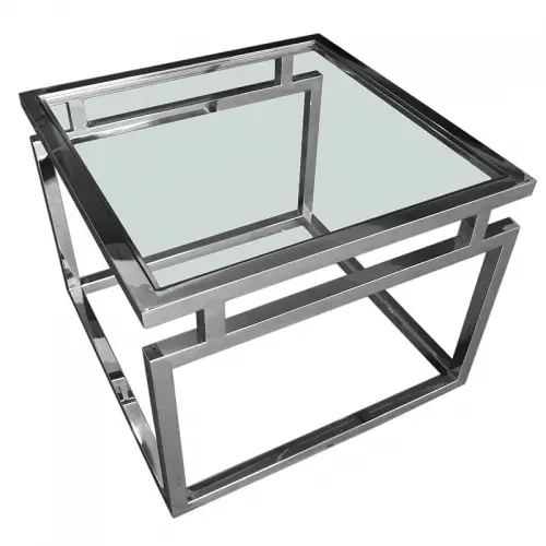 Salontafel Sydney 65x65x50cm zilver Helder Glas