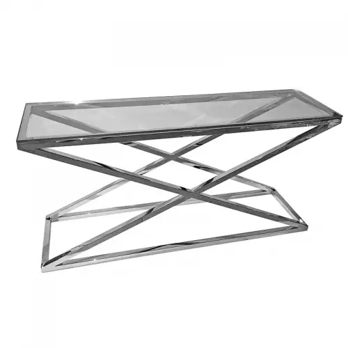 Tafel Harper 150x40x74cm Helder Glas zilver