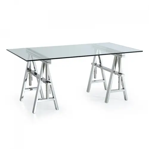 Tafel Delavan 150x85x66/75,5cm zilver helder glas