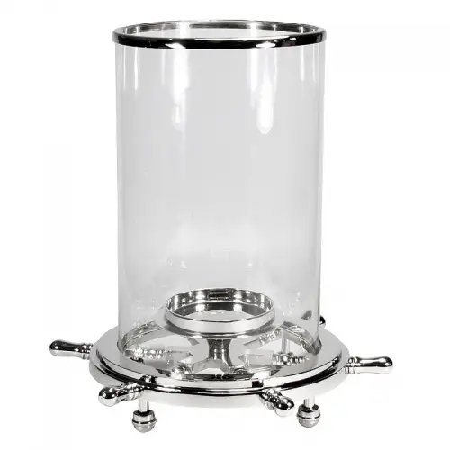 Windlicht Hector 44x44x32cm scheepsbesturing zilver