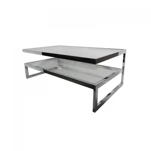 Salontafel Dax 140x70x45cm zilver Helder Glas