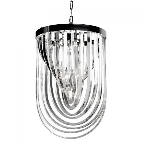 Plafondlamp 40x40x63cm luxe glas en zilver