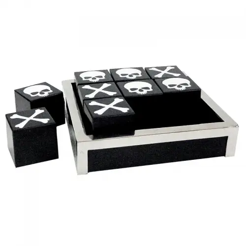 Schedel tic tac toe spel 17x17x5.5cm