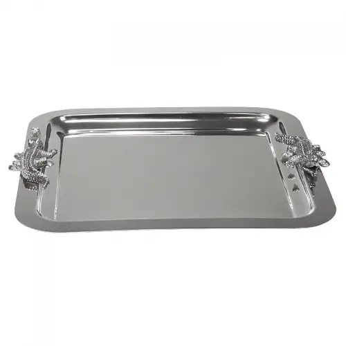 Dienblad 47x47x3cm Aligator handvat zilver