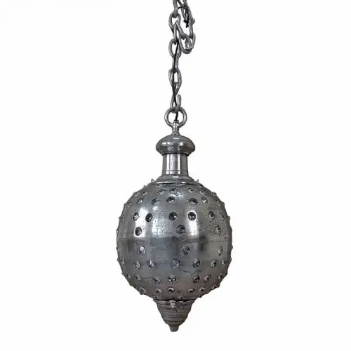 Plafondlamp 35x35x65cm Met Kristal zilver vintage