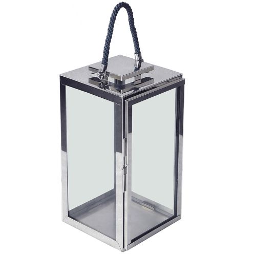 Lantaarn Sevilla 24x24x49cm zilver met helder glas