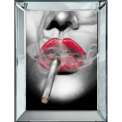 Rode lippen met B&W 60x80x4.5cm