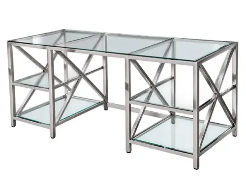 Schrijftafel Birkenhead 175x79x76cm met helder glas