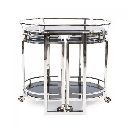 Bar Trolley Griffin Ovaal 79x46x84cm Met Zwart Glas