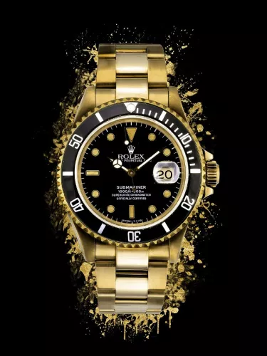 Rolex zwart/goud - 60x80cm