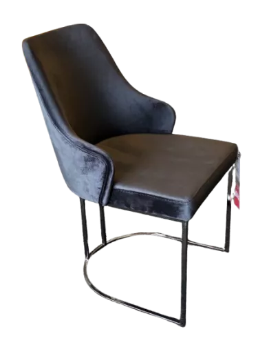 Berlin arm dining chair Velvet Black / Frame Black Chrome