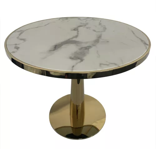 Eettafel Goud Imitatie Marmer Zwart 81x81x74cm