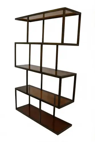 Boekenkast Pitsburg 120x25x179cm Geborsteld antiek brons / Gerookt glas