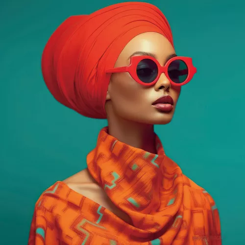 Vrouw in oranje 80x80cm