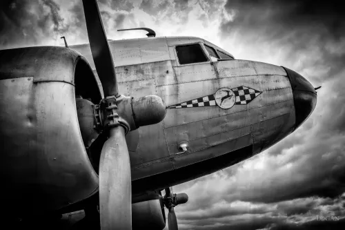 Vliegtuig II Zwart-wit 180x120cm